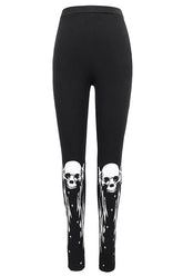 Pantalon Femme Imprimé Crâne Punk Noir Ailes